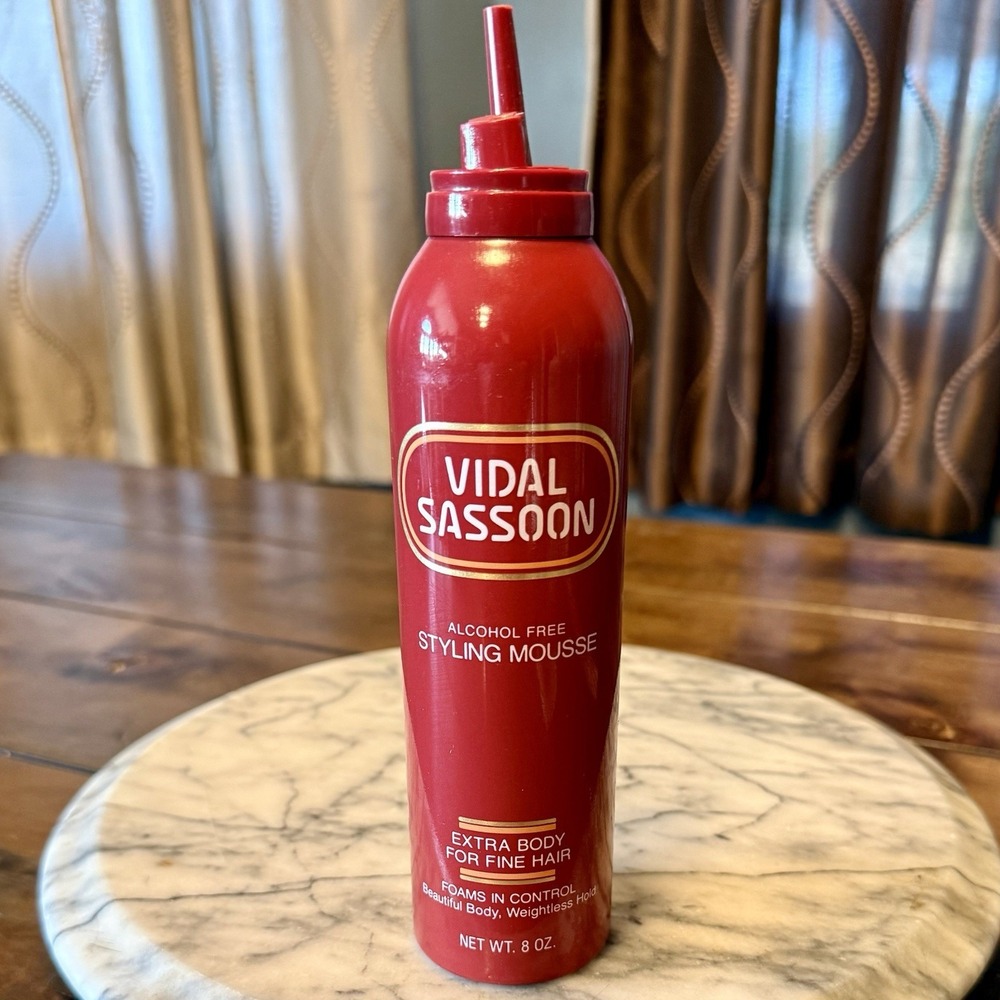 NEW! 80s 1986 Vidal Sassoon Alcohol-Free Extra Body Styling Mousse 8oz Fine Hair